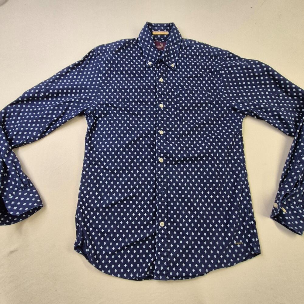 Scotch & Soda Shirt Mens Medium Blue Geometric Long Sleeve Button Up Casual